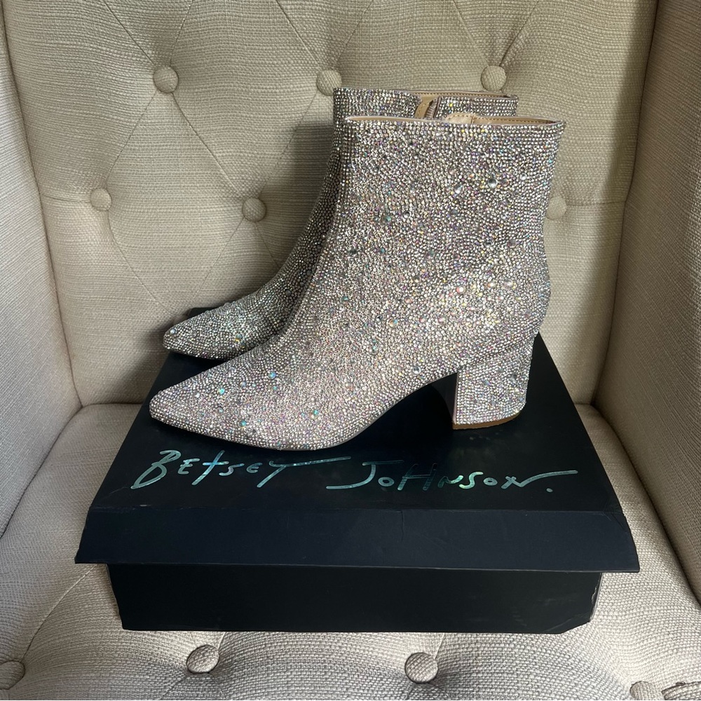 Betsey Johnson Cadie Rhinestone Sparkle Bootie Size 9